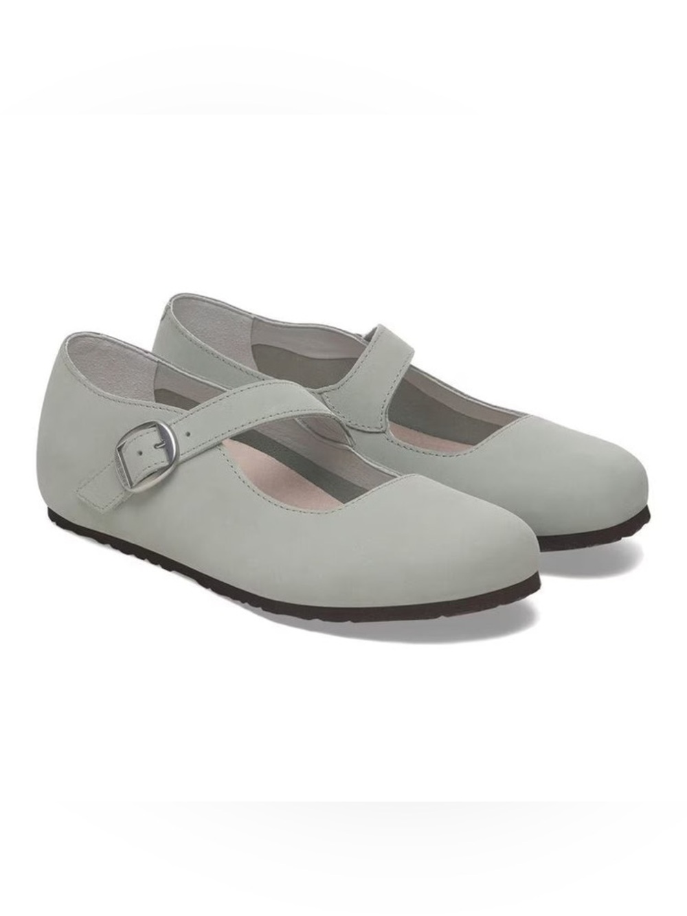 Birkenstock Tracy Mary Jane Nubuck Leather Flat Shoes Sage Green wbuckle New sz8
